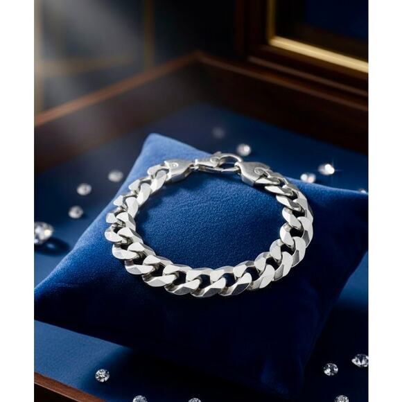 Italian Curb Chain| Cuban | Solid 925 Sterling| 54G | 15mm 9” - Picture 3 of 7